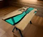 Handmade Green Epoxy Resin Table - Transparent Wooden Epoxy Table - Custom table