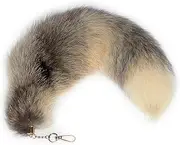 Fosrion Yellow Gray Multi-Color Real Fox Tail Fur Handbag Charms Clip on Keychain Cosplay Toy