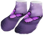 [QMNVBDS] Purple Butterfly Socks Ankle Length Socks Casual Short Socks for Women Men Low Cut Sports Socks Running Socks No Show Socks Ankle Socks Athletic Socks Workout Socks, Style, One Size, Style