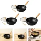 Iron Wok Kitchen Cookware Induction Cooker with Lid No Coating Chinese Wok