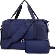 [Wandering Nature] For Spirit Airlines Personal Item Bag 18x14x8 Travel Duffel Bag Underseat Carry on Luggage with Shoe Compartment Wet Pocke Toiletry Pouch for Women Men Patent Pending, Navy Blue