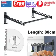 80cm Extendable Clothes Rack Wall Mounted Garment Rack Hanging RodCloset Storage