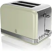 Swan ST19010GN Retro 2-Slice Toaster with Defost/Reheat/Cancle Functions, Cord Storage, 815W, Retro Green