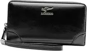 [yuksok] Men's Clutch Bag Large Capacity Stylish Casual ID Card Holder with Wrist Strap