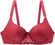 [Generic] High Support Sports Bras Adjustable Strap Full Coverage Up Bras Comfortable No Underwire Wireless Bras Womens Cotton Sports Bra (Wine, 80C)