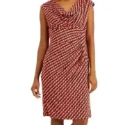 Anne Klein Dress Women's Size Medium Poppy Tangelo Combo Cowlneck Jersey NWT