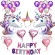 38 pcs Unicorn Heart Shape Balloons Birthday Party Decorations