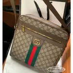 二手精品 GUCCI 綠紅綠 GG SUPREME 小款 日字包 拉鍊 斜背包 547926