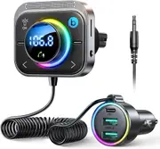Bluetooth 5.3 FM/AUX Bluetooth Car Adapter, Joyroom【Air Vent Installation & Bass Boost】 3 Ports PD&QC 3.0 FM Transmitter for Car, Radio Bluetooth Receiver for Car HD Calling and Enjoy Music