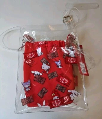 Sanrio Hello Kitty Nestle Kit Kat Collaboration Clear Bag From Japan NWT