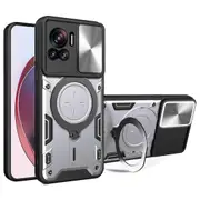 Cover for Motorola Edge 30 Ultra 5G/Moto X30 Pro 5G Slide Camera Lid Ring Kickstand Phone Back Case
