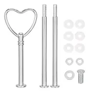 3 Sets Cake Tray Stand Handle Plate Hardware Fitting, 3-Tiers Heart Silver
