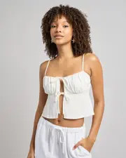 [Mooloola] Mooloola Women's Zelm Dallis Tie Front Top in Cream Size 8 8 Cream
