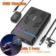 Inateck RGB Hard Drive External Enclosure USB 3.0 2.5''/3.5'' SATA HDD SSD 20TB