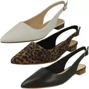Ladies Clarks Pointed Toe Flat Sling Back Shoe Laina15 Sling