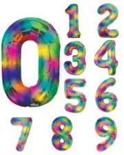 NUMBER BALLOONS, RAINBOW COLOR (MULTI-COLOR) SHAPE NUMBER FOIL BALLOON 34 INCH.