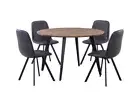 LARKIN 5 PIECE DINING SET/ ROUND DINING TABLE 120CM & 4 AGNES DARK GREY CHAIRS