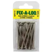 Fix-A-Loo Timber Floor Pan Stainless Steel Screws & Sleeves 12pcs, Aust Brand