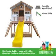 Lifespan Kids Winchester Cubby House with 1.45m Elevation Platform and 3m Yellow Slide