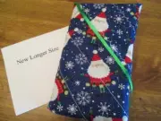 Snow Flakes & Santa Print Longer Size Handmade Quilted Paperback Book Cover