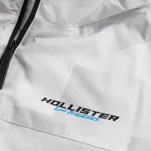 【HOLLISTER Co】HCO 海鷗 文字鋪棉保暖防風防潑水連帽風衣外套-灰白色(精選舒適/平輸品)