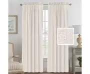 2x Linen Curtains Pair for Living Room Home Decorative Privacy Window Treatment Draperies for Bedroom, Light Filtering Semi Sheer Curtains, Natural