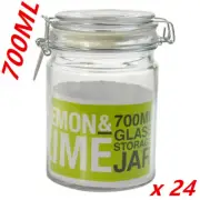 24 x 700ml Glass Jar Clip Lock Lid Preserving Jars Storage Container Canister dd