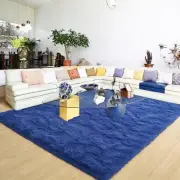 Ultra Soft Light Navy Rugs for Bedroom 8x10 Feet, Fluffy Shag Area Rugs for