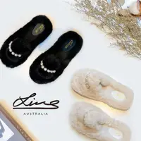 在飛比找momo購物網優惠-澳洲Lins時尚毛毛珍珠厚底拖鞋