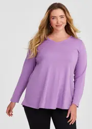 [Virtuelle] Taking Shape Wool Bamboo V-neck Top Size 26 in Light Orchid - Plus Size Women's Basics Light Orchid