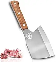 ohmonlyhoo Meat Cleaver Knife Heavy Duty, 6'' Bone knife for Meat Cutting, Axe Bone Chopper Knife Bone Breaker Knife,Butcher Knife 7mm Thickness Pear Wood Handle for Kitchen and Restaurant