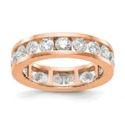 Solid Real 14k Rose Gold Polished 3ct Channel Set CZ Eternity Wedding Band Ring
