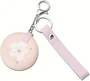 YangQian Small Pink Compact Mirror Keychain - 2X Magnifying Handheld Mirror - Mini Foldable Travel Makeup Mirror - Women Girls Portable Pocket Mirror