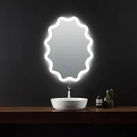 在飛比找Yahoo!奇摩拍賣優惠-浴室光鏡掛墻亞克力燈罩廁所衛生間鏡子帶燈橢圓形浴室鏡 自行安