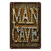3x Man Cave Stays In Tin Metal Sign Rustic Look Vintage Man Cave