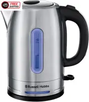 Russell Hobbs Electric Quiet Kettle, RHK26330, 1.7L, Blue Light Illumination, Br