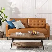 [Zinus] Mid-Century 3 Seater Leather Sofa Couch Furniture in Brown Cognac, Size 194cm