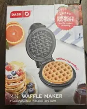 DASH 4" Mini Waffle Maker for Hash Browns, Keto Chaffles Non-Stick Surfaces-Aqua