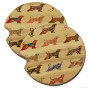 Afghan Hound Dog Wood Car Coaster Gift Set fit Car & Truck Cup Holder