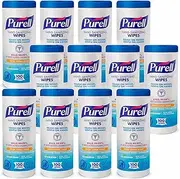 PURELL 9111-12 Sanitizing Wipes, 100 Count Canister (Case of 12)