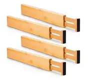 Utoplike 4 pcs Bamboo Kitchen Drawer Dividers Large, Adjustable Drawer Organi...