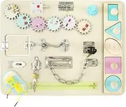 Toddler Montessori Busy Board Wooden Sensory Board Toys Portable Locks Latches Board Children Preschool Learning Activities Board Toy Kids Baby Early Educational Toys for 1-2 Years Old Kids