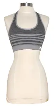 New Balance Cross Back Gray and Charcoal Striped Sports Bra Size Small
