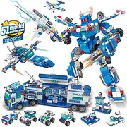 [ENHANA] 51 in 1 Robot Building Kit for Kids Building Toys Erector Set for Boys 8-12 Engineering STEM Projects City Police Building Blocks Toys Gifts for Boys Kids Age 6 7 8 9 10 11 12 Years Old 700PCS