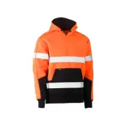 10x BISLEY Taped Hi Vis Two Tone Fleece Pullover Hoodie. BK6619T HIGH VISIBILITY