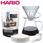 【HARIO】SIMPLY V60清透玻璃手沖禮盒組 S-VGBK-02-T(加贈 耶加雪菲精品咖啡豆 半磅)