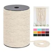 Macrame Cord 4mm x 165Yards 495Feet Natural Cotton Macrame Rope - 3 Strands T...