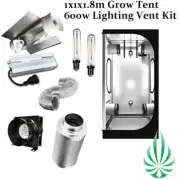 Hydroponics 1x1x1.8m Grow Tent With 600w Ballast Reflector HPS MH 6inch Vent Kit