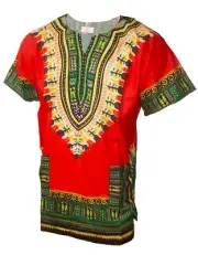 Red African Unisex Dashiki Shirt DP3975 Small to 7XL Plus Size