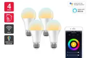 Kogan SmarterHome 10W Colour & Warm/Cool White Smart LED Bulb - E27, Wi Fi 4 Pac